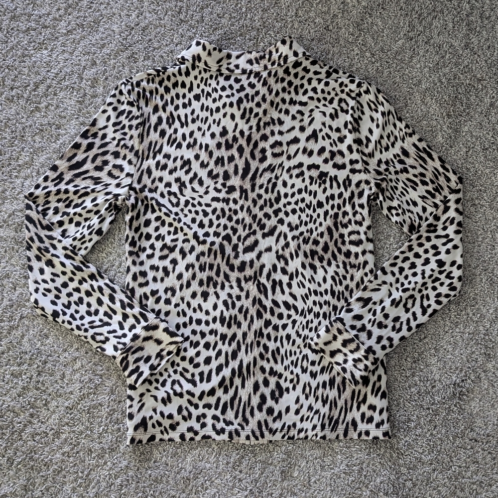 Calvin Klein Women’s Top Animal Print Long Sleeve leopard print Blouse Medium - Picture 4 of 8